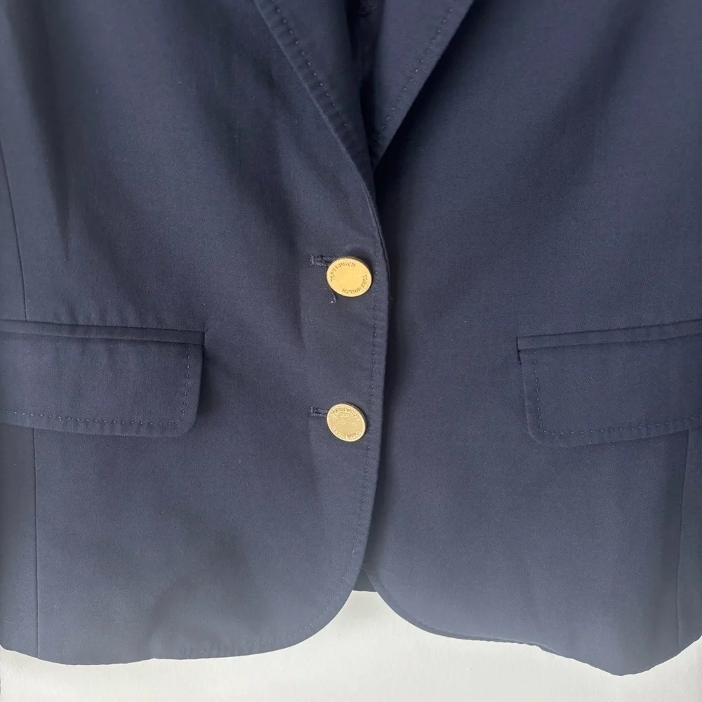 Tory Burch Navy Blue Wool Blend Blazer Gold Buttons Professional Business Career